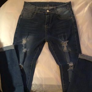 New with tag Womens distressed / rips JEGGING jeans stretch SMALL stretch dark